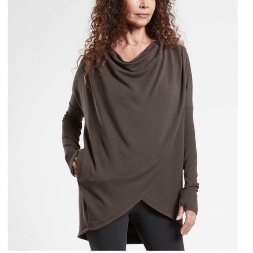 Athleta Purana Wrap Sweatshirt Womens XXS Hoodie Cross Front Lounge Comfy Soft